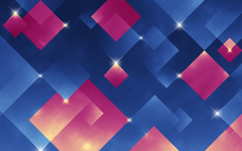 Abstract Geometric Pattern — Blue, Dynamic, Digital Art, Diamond Shapes