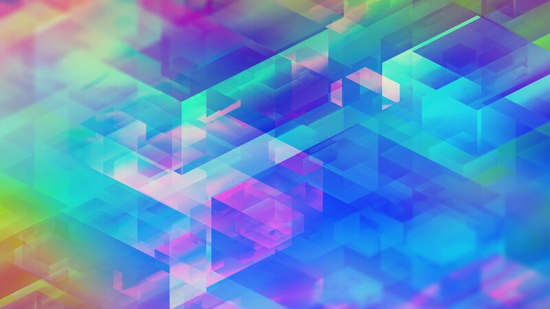 Abstract Geometric Pattern — Blue, Vibrant, Digital Art, Cubes