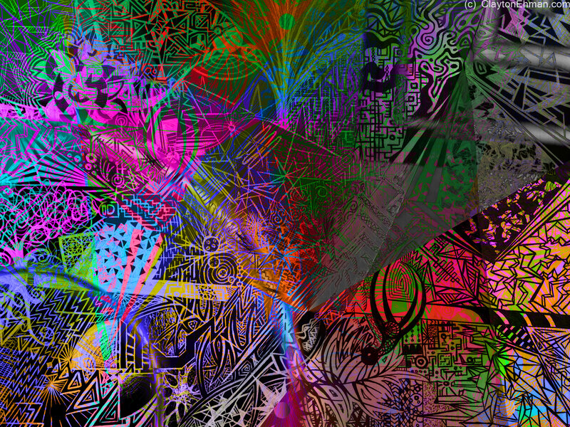 Abstract Geometric Pattern — Green, Chaotic, Digital Art