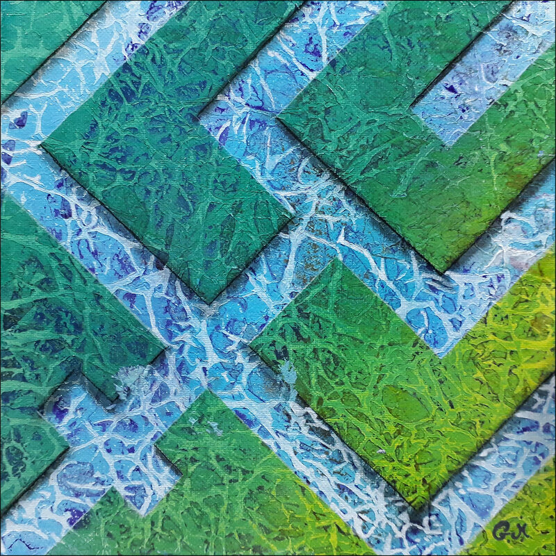 Abstract Geometric Pattern — Green, Textured