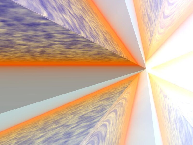 Abstract Geometric Pattern — Orange, Dynamic, Digital Art, Light Beams