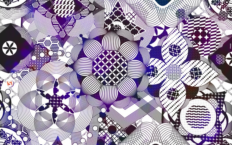 Abstract Geometric Pattern — Purple, Complex, Digital Art