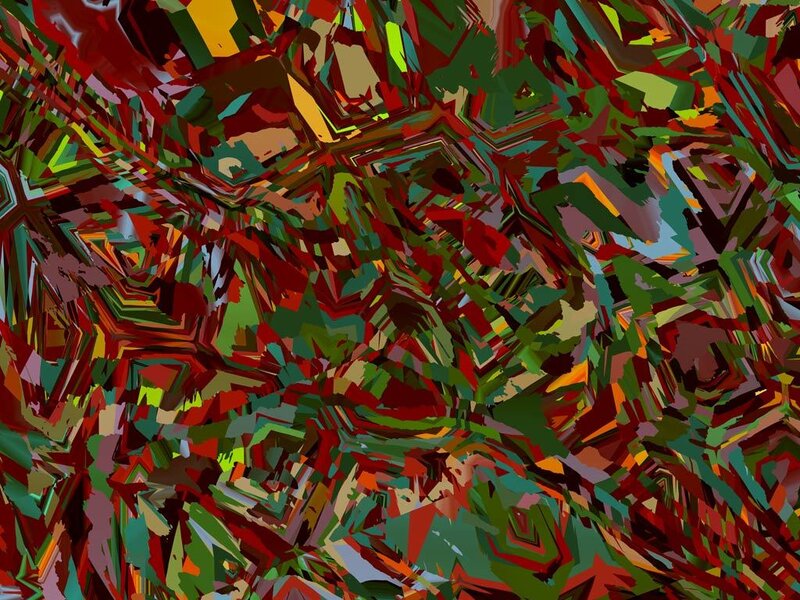 Abstract Geometric Pattern — Red, Chaotic, Green, Yellow