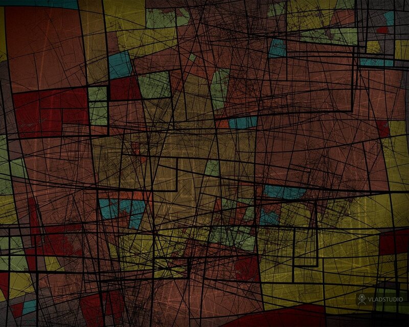 Abstract Geometric Pattern — Red, Chaotic, Lines, Shapes