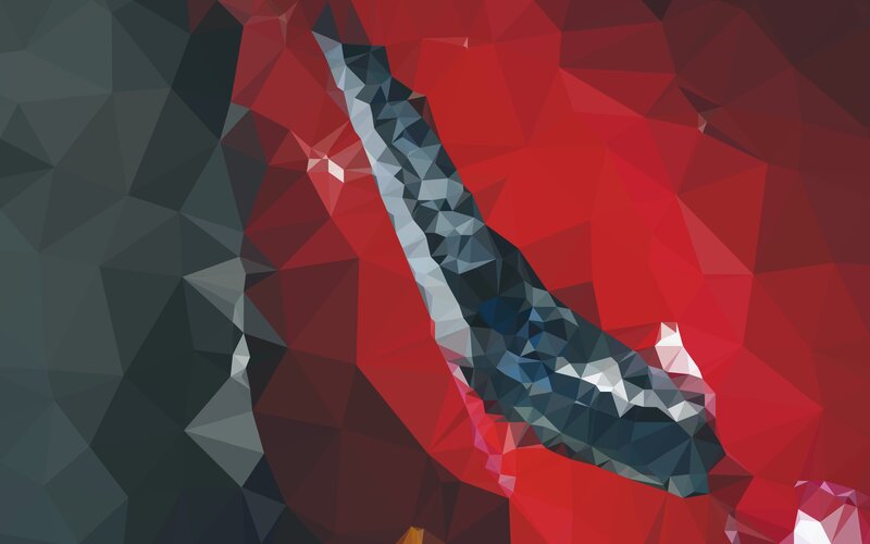 Abstract Geometric Pattern — Red, Dramatic, Digital Art, Triangles, Gray