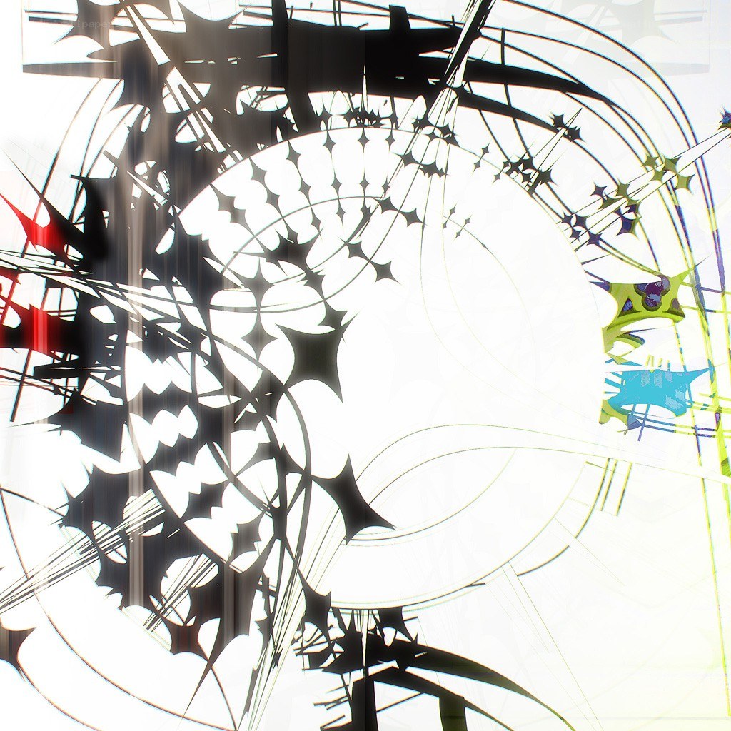 Abstract geometric pattern with black and red shapes