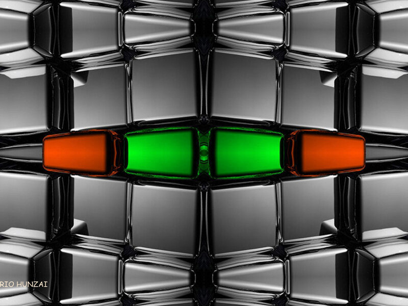 abstract geometric pattern with glowing cubes