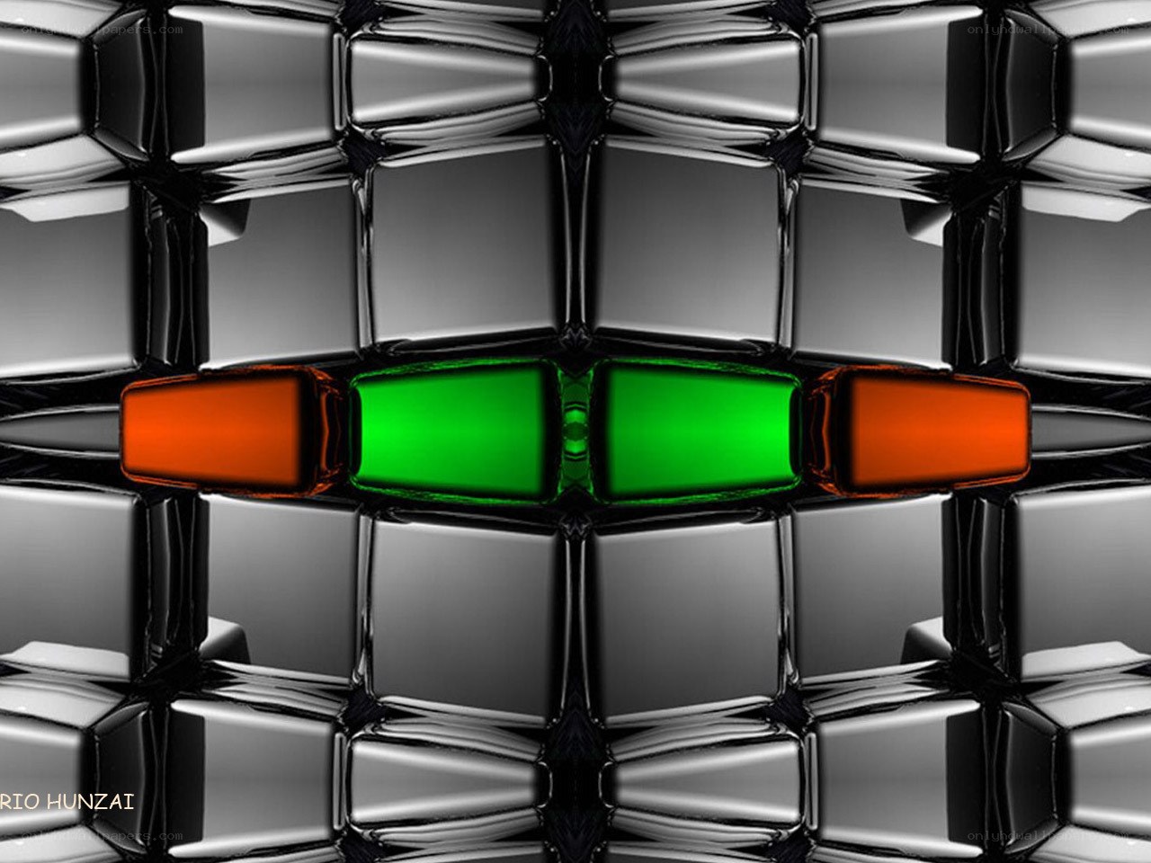 abstract geometric pattern with glowing cubes