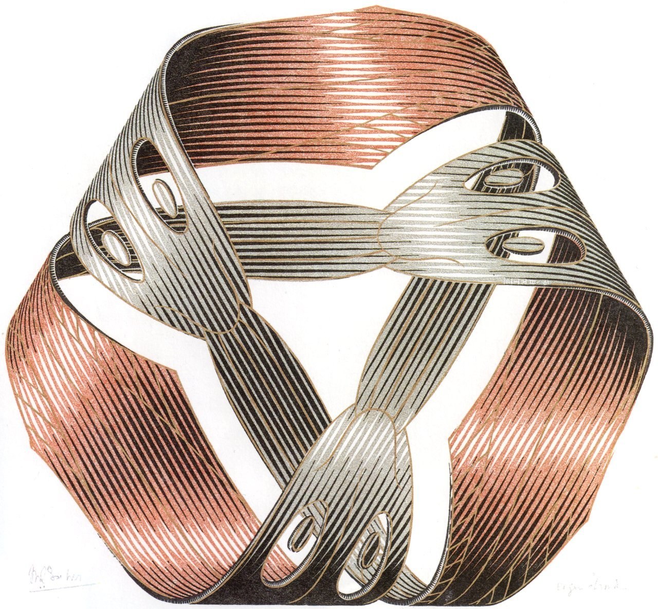 Abstract geometric ribbon artwork
