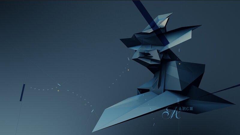 Abstract Geometric Sculpture — Blue