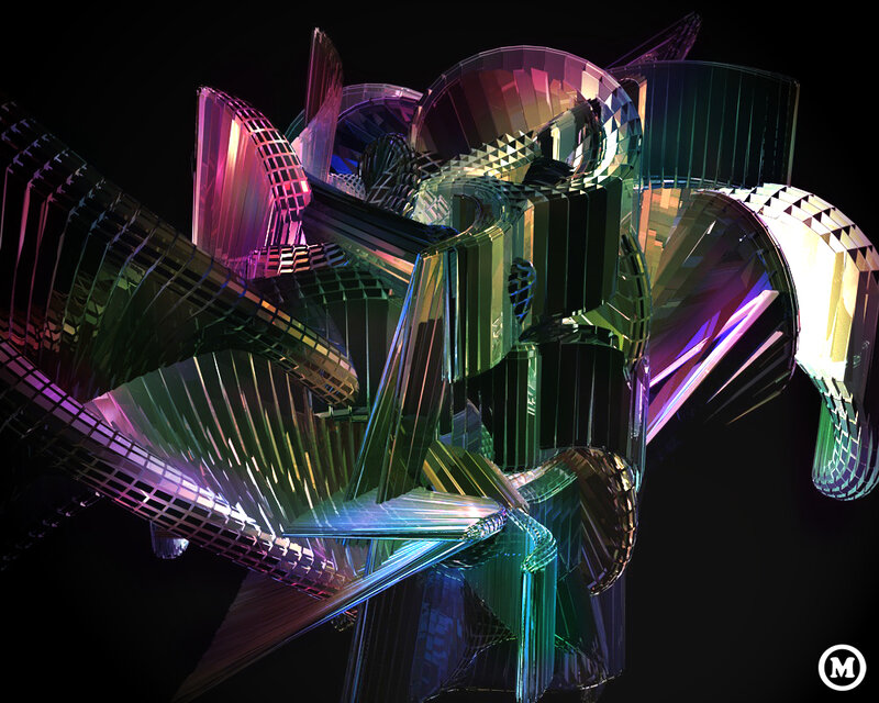 Abstract Geometric Sculpture — Green