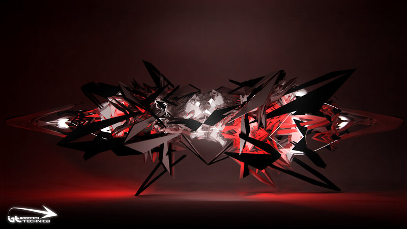 Abstract Geometric Sculpture — Red