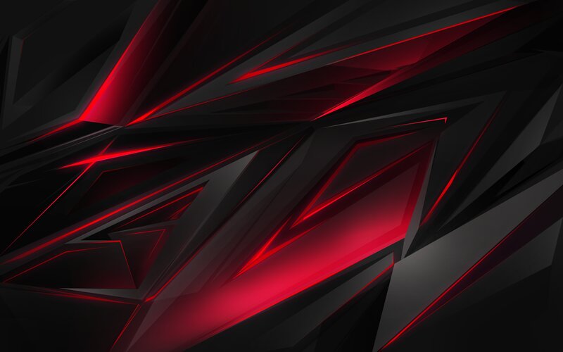 Abstract Geometric Shapes — Black, Dramatic, Digital Art, Red Lines