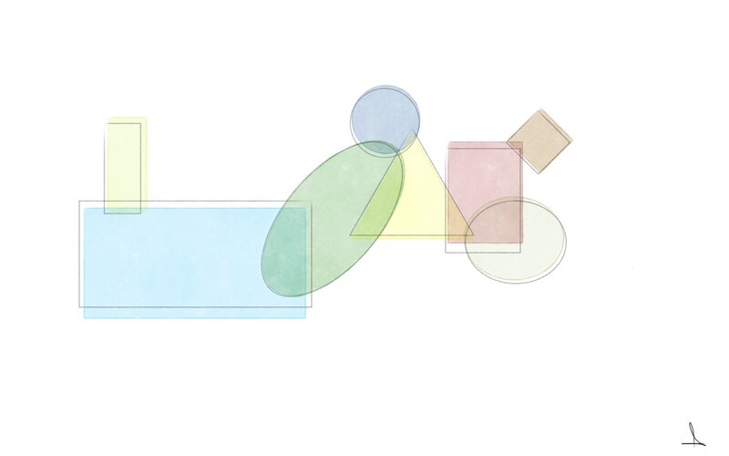 Abstract Geometric Shapes — Blue, Calm, Rectangles