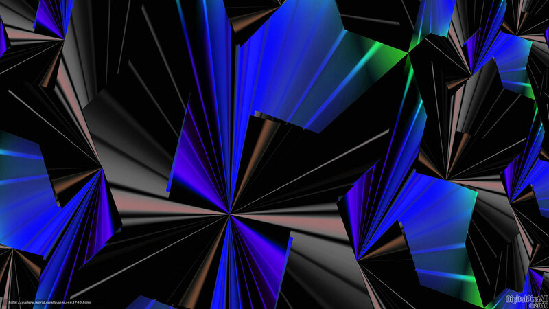 Abstract Geometric Shapes — Blue, Dynamic, Digital Art, Black