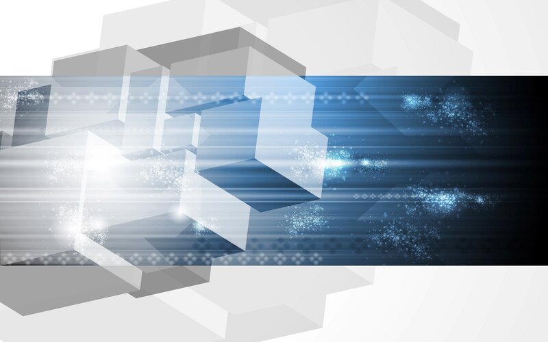 Abstract Geometric Shapes — Blue, Dynamic, Digital Art, Cubes