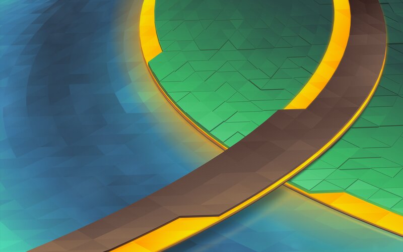 Abstract Geometric Shapes — Blue, Dynamic, Digital Art, Curved Lines