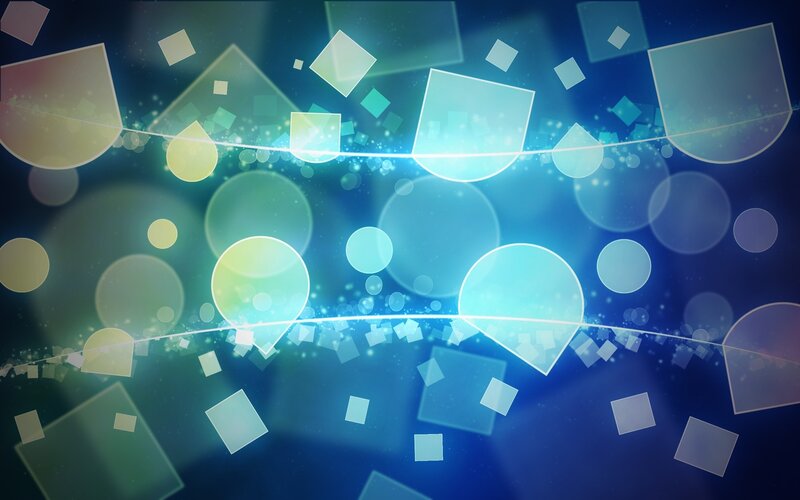 Abstract Geometric Shapes — Blue, Dynamic, Digital Art