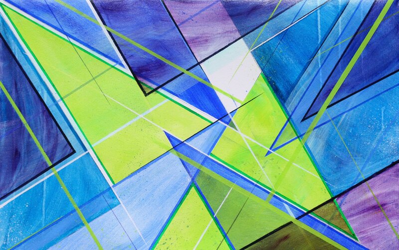 Abstract Geometric Shapes — Blue, Dynamic, Lines