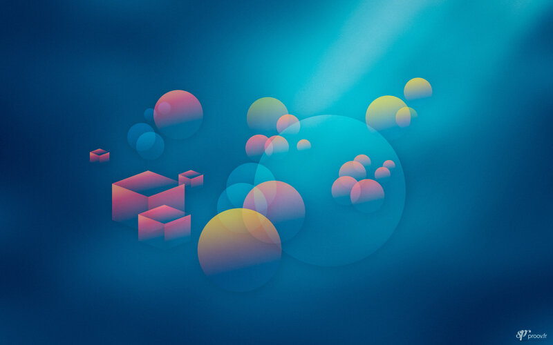 Abstract Geometric Shapes — Blue, Serene