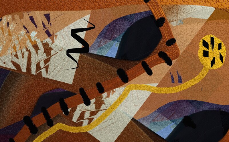 Abstract Geometric Shapes — Brown, Dynamic, Digital Art