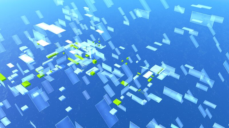 abstract geometric shapes floating