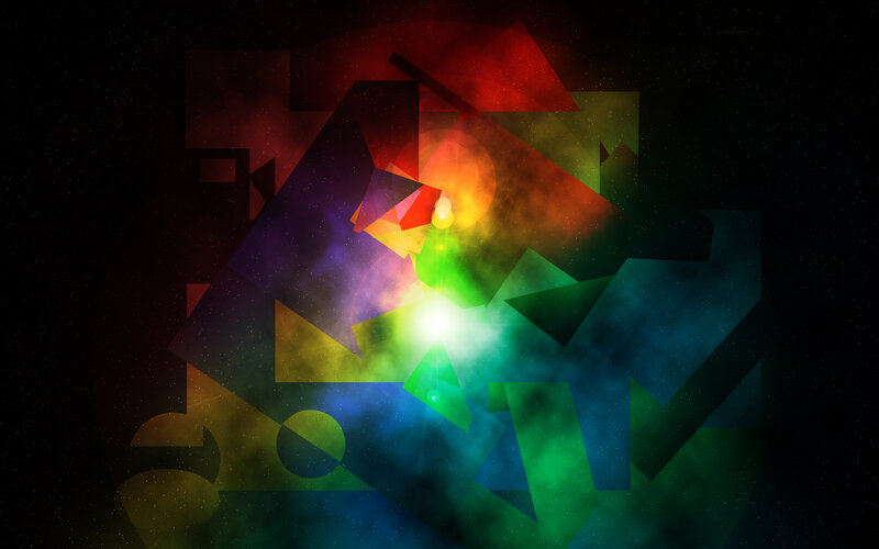 Abstract Geometric Shapes — Green, Cosmic