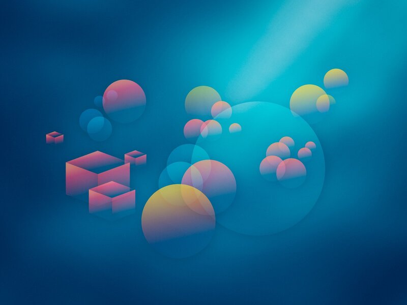 Abstract geometric shapes in blue