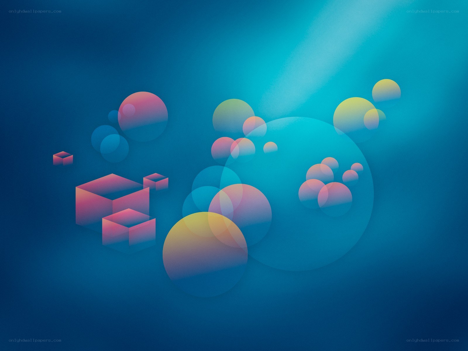 Abstract geometric shapes in blue