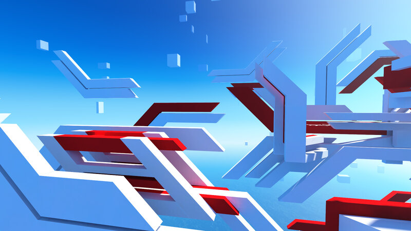 Abstract geometric shapes in blue and red