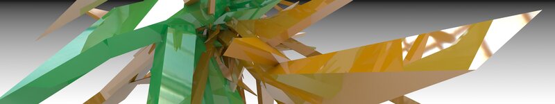 Abstract geometric shapes in green and gold