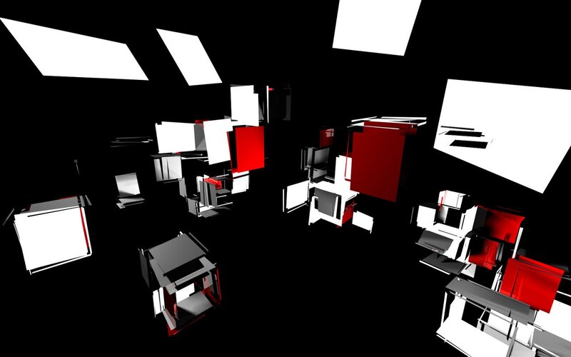 abstract geometric shapes in space
