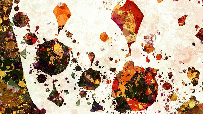 Abstract Geometric Shapes — Orange, Chaotic, Splatters