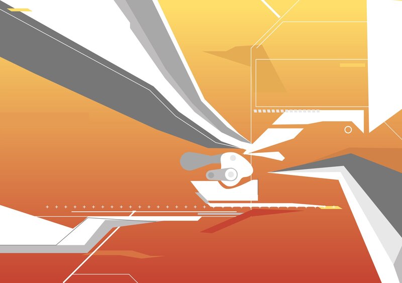 Abstract Geometric Shapes — Orange, Dynamic, Vector Art
