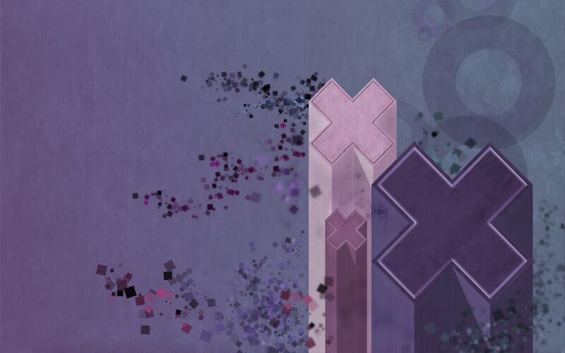 Abstract Geometric Shapes — Purple, Calm, Digital Art, Crosses