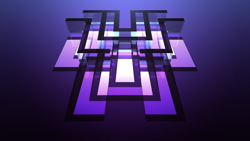 Abstract Geometric Shapes — Purple, Dark, 3d Render, Blue