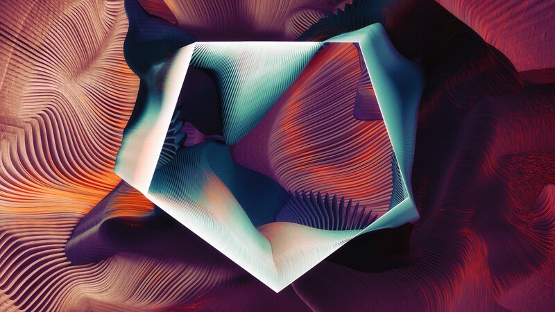 Abstract Geometric Shapes — Purple, Dramatic, Digital Art, Cube