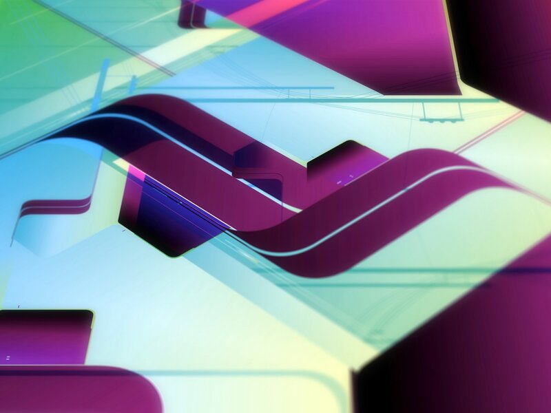 Abstract Geometric Shapes — Purple, Dynamic, Digital Art, Curved Lines