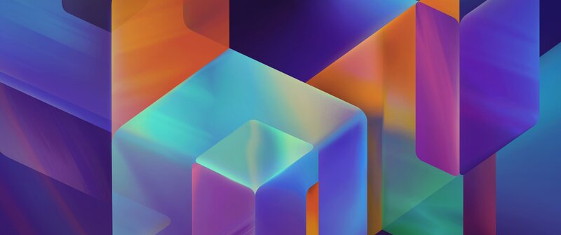 Abstract Geometric Shapes — Purple, Vibrant, Digital Art, Cubes