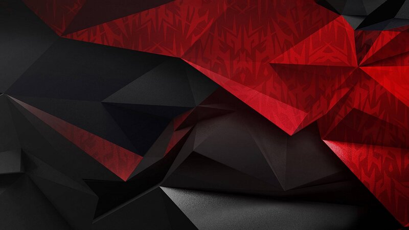 Abstract Geometric Shapes — Red, Dramatic, Digital Art