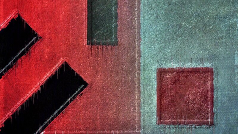 Abstract Geometric Shapes — Red, Dramatic, Green