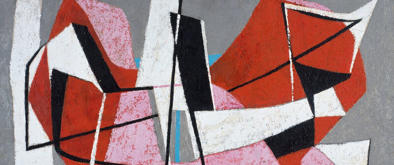 Abstract Geometric Shapes — Red, Dynamic, White