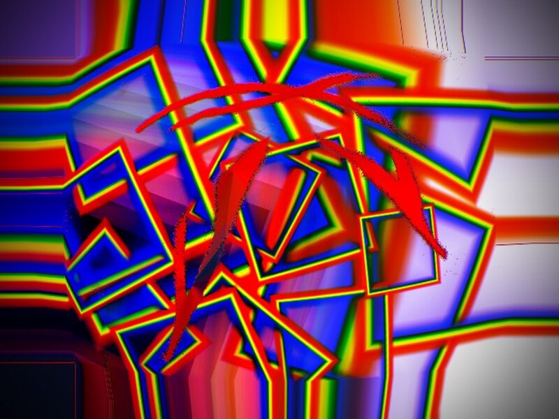 Abstract Geometric Shapes — Red, Vibrant, Lines, Color