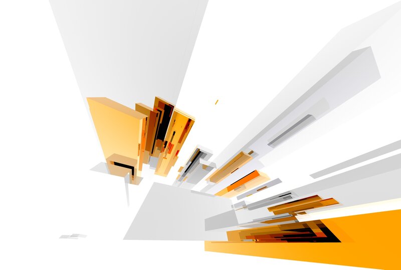 Abstract Geometric Shapes — White, Dynamic, 3d Render, Orange