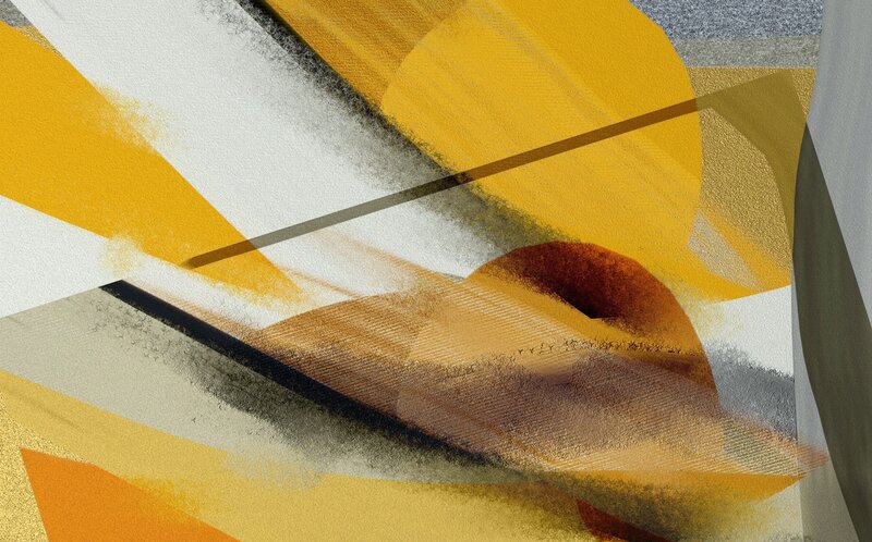 Abstract Geometric Shapes — Yellow, Dynamic, White