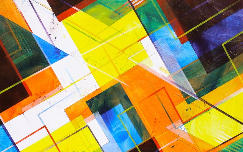 Abstract Geometric Shapes — Yellow, Vibrant, Lines