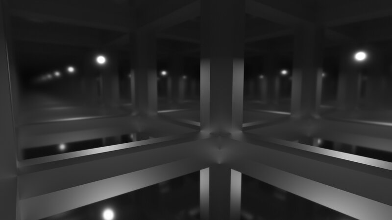 Abstract Geometric Structure — Black, Dark