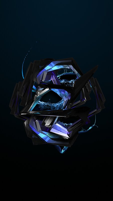 Abstract Geometric Structure — Blue, Dark