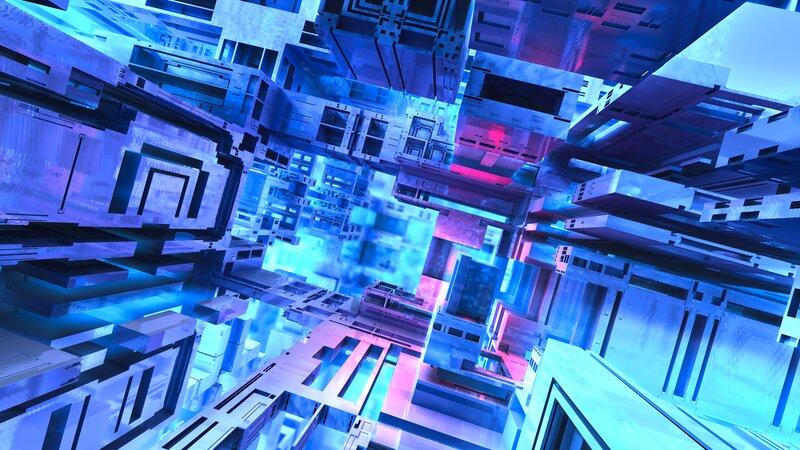 Abstract Geometric Structure — Blue, Futuristic, 3d Render