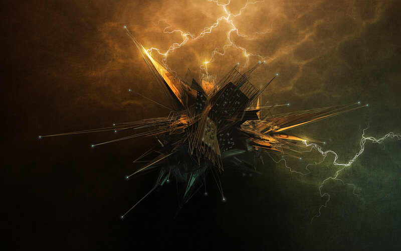 Abstract Geometric Structure — Brown, Dramatic, Digital Art, Lightning, Spikes